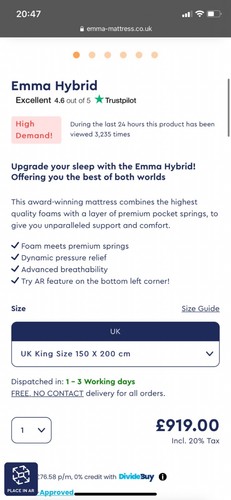 King size pocket sprung - sprung, memory